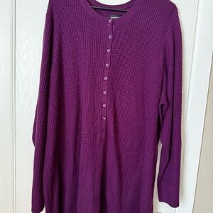 Avenue Purple Long Sleeve Button Down Shirt with Mandarin Collar size 26/28